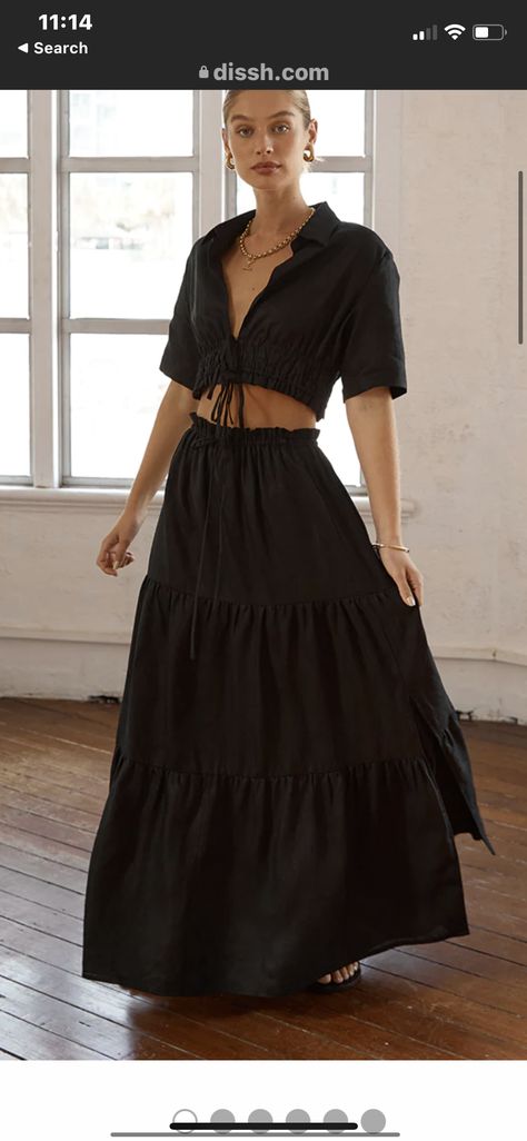 Black Linen Skirt Outfit, Black Tiered Skirt Outfit, Rouje Clothing, Tiered Skirt Outfit, Linen Skirt Outfit, Tiered Long Skirt, Linen Long Skirt, Black Linen Skirt, Black Tiered Skirt