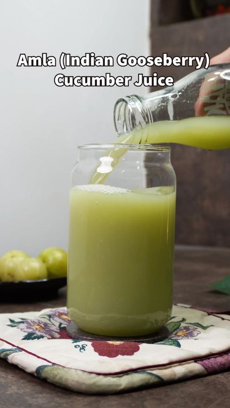 Amla (Indian Gooseberry) Cucumber Juice Recipe #juicerecipe #cucumberjuicerecipe #detoxjuicerecipes #juicecleanse #weightlossjuice Amla Juice Benefits, Cucumber Juice Recipe, Glowing Skin Juice, Amla Juice, Skin Juice, Weekly Self Care, Energy Drink Recipe, Indian Gooseberry, Person Running