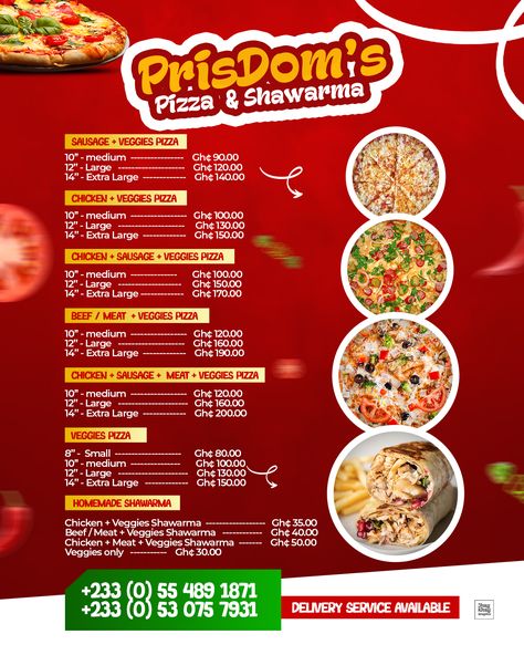 Pizza prist list flyer Food Flyer Design, Pizza Flyer, Product Poster, Menu Flyer, Flyers Design, Banner Design Inspiration, Creative Flyer Design, Social Media Advertising Design, Food Menu Design