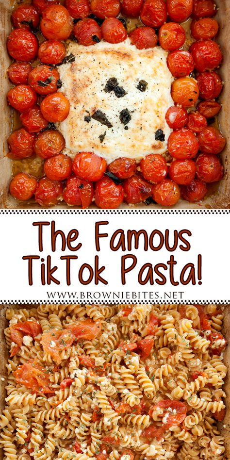 Tiktok Cherry Tomato Feta Pasta, Pasta Cheese Tomato Bake, Tick Tick Pasta, Block Feta Tomato Pasta, Easy Feta Tomato Pasta, Cherry Tomato Feta Cheese Pasta, Pasta Dish With Cherry Tomatoes, Fera Tomato Pasta, Things To Do With Roma Tomatoes