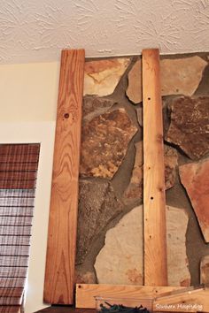 Shiplap Fireplace Over Stone, Covering Stone Fireplace With Shiplap, Peel And Stick Fireplace Makeover Stone, Stone Fireplace Cover Up, Update Rock Fireplace Living Rooms, How To Redo A Rock Fireplace, Rock And Wood Fireplace, Refurbish Fireplace Ideas, Update River Rock Fireplace