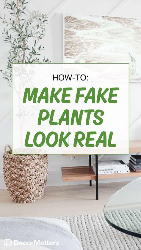 Can’t quite figure out how to keep that indoor house plant alive!? You’re in the right place because I’m here to tell you to go ahead and order a fake one. Yes, I said it. Fake plants are impossible to kill (unless you break them), and some are so gorgeous that you cannot even tell the difference. Plus, I’m sharing with you how to make your fake plants look more real, and if you implement this, there’s almost no chance that anyone would know the difference. Fake Plant Decor Living Rooms, Fake Indoor Plants Decor, Bedroom Artificial Plants Decor, Living Room With Artificial Plants, Fake Plant In Basket, Fake Plants Bathroom Decor, Make Faux Plants Look Real, Ikea Artificial Plants Ideas, Decorate With Fake Plants