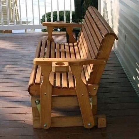 Porch Glider Plans, Porch Glider, Glider Bench, Metal Rocking Chair, Diy Porch Swing, Wooden Outdoor Furniture, Outdoor Glider, Patio Glider, Wooden Rocking Chairs