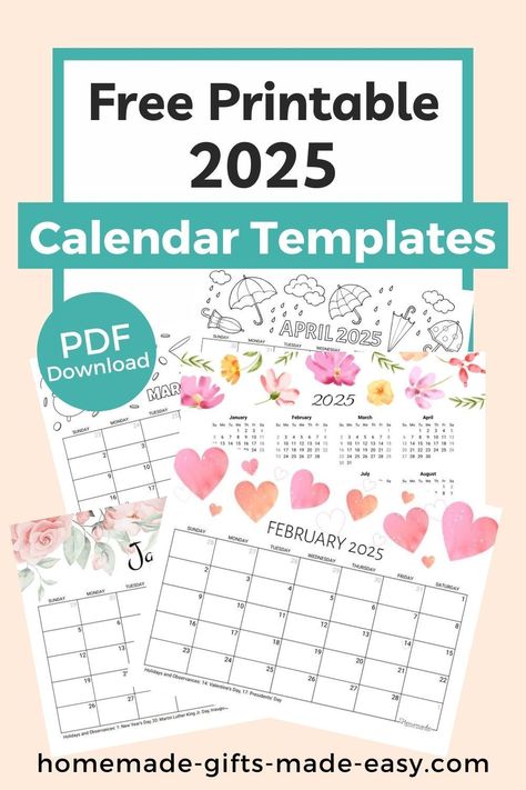 Plan ahead with our 2025 printable calendars! Featuring holidays and beautiful designs, these free printables are perfect for teachers, parents, and crafters. Download your favorite calendar and stay organized in the new year. 2025 Calendar With Holidays, Free Printables Calendar 2023, Teacher Calendar Printables Free, Seasonal Calendar Design, Calendario Cricut, 2025 Calander Printable, Free Calendar Printables 2025, Printable 2025 Calendar, Printable Calendar Design 2025