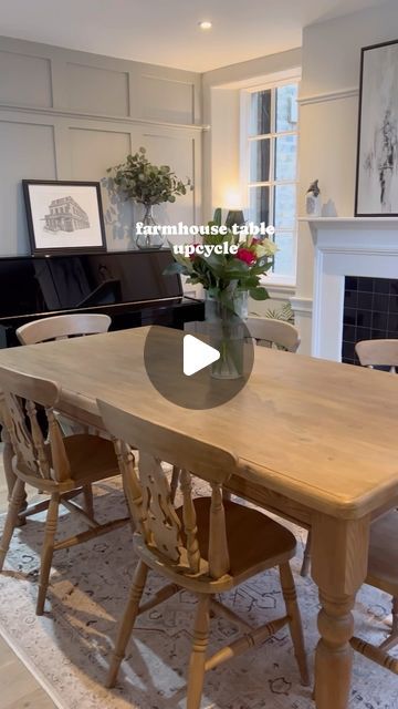 ALEX | DIY, Upcycling & Style on Instagram: "FARMHOUSE TABLE UPCYCLE 🔨👷🏼‍♀️ 

This table cost me £100 from Facebook marketplace & was a stop gap for when we moved in but we’re still using it now! 

I love the new lease of life I’ve been able to give it. What do you think? 

#tableupcycle #furnitureflip #upcycle #furnitureupcycle #diningtable #farmhousetable #diningtableinspo #furnituremakeover #furniturewax" Refurbished Tables Dining, Wooden Dining Table Makeover, Upcycled Dining Room Table, Upcycled Oak Dining Table, Table Before And After, Dining Table Upcycle Ideas, Table Renovation Ideas, Repurposed Kitchen Table, Upcycled Dining Table