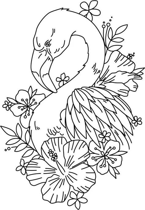 Flora Fauna Drawing, Flora And Fauna Drawings, Flora And Fauna Drawing, Coffee Bean Art, Flamingo Art Print, Glass Painting Patterns, Wine Glass Designs, Spooky Tattoos, Animation Art Sketches