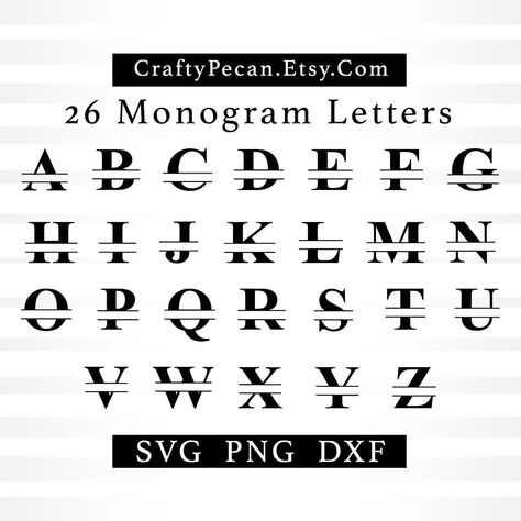 Split Monogram Svg Alphabet Letters Cricut Font Svg Family - Etsy UK Letters Cricut, Cricut Monogram Font, Christmas Alphabet Letters, Monogram Printable, Svgs For Cricut, Letter Fonts, Canva Frames, Cricut Monogram, Font Letters