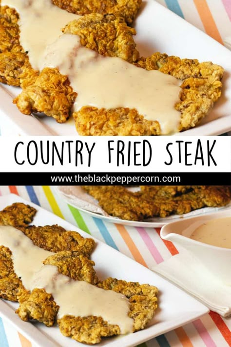 Country Fried Steak And Gravy Recipe, White Country Gravy, Fried Cube Steaks, Country Fried Steak Recipe, Chicken Fried Steak Recipe, Fried Steak Recipes, Country Gravy, Country Fried Steak, Cube Steak Recipes