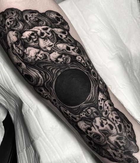 Ink that embraces the darker hues of life—blackwork dark tattoos, a testament to the power and allure found in the depths of the unknown. 🖤🎭 Blackwork Nature Tattoo, Dark Matter Tattoo, Black Tattoos Ideas, Dark Leg Sleeve, Dark Horror Tattoo Designs, Dark Forearm Tattoo, Black Out Tattoo Designs, Tattoo Dark Work, Dark Tattoo Sleeve