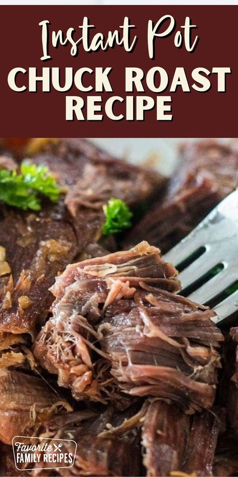 Instant Pot Chuck Roast is the perfect Sunday dinner. This Instant Pot version is as tender as a traditional recipe, but it's ready in less than half the time. Because this pot roast includes potatoes and carrots, you have a full meal in just one pot! You can even serve it all on one big serving platter, family style. Instant Pot Chuck Roast Recipe, Instant Pot Chuck Roast, Pressure Cooker Roast, Chicken Reci, Chuck Roast Recipe, Chicken Instapot, Instant Pot Pot Roast, Beef Recipe Instant Pot, Chuck Roast Recipes