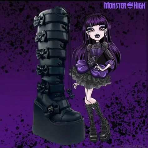 Monster High Aesthetic Outfit, Monster High Shoes, Yru Shoes, Monster High Pictures, Goth Shoes, Heels Aesthetic, Gothic Shoes, Dr Shoes, Monster High Art