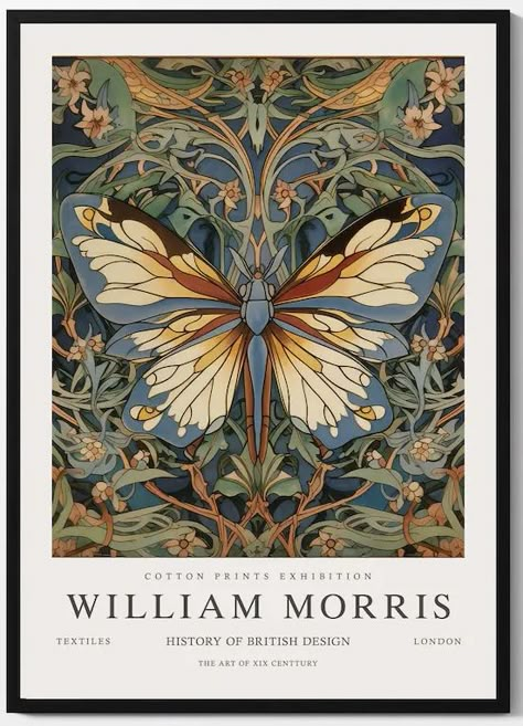 Green Room Decor, Wall Decor Green, William Morris Poster, Japan Illustration, Morris Wallpapers, Butterfly Poster, William Morris Art, William Morris Designs, Green Room