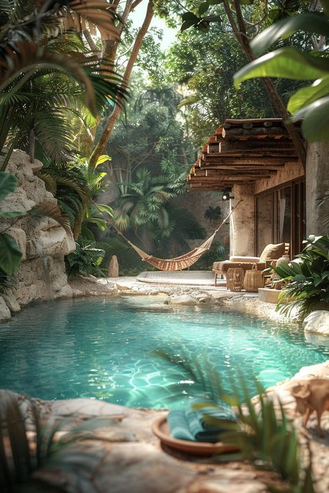 15 Best Pool Landscaping Ideas You’ll Love 17 Lagoon Pool Backyard, Backyard Decking Ideas, Pretty Backyards, Backyard Decking, Garden Furniture Ideas, Pool Landscaping Ideas, Stone Pathways, Bio Pool, Rustic Pergola