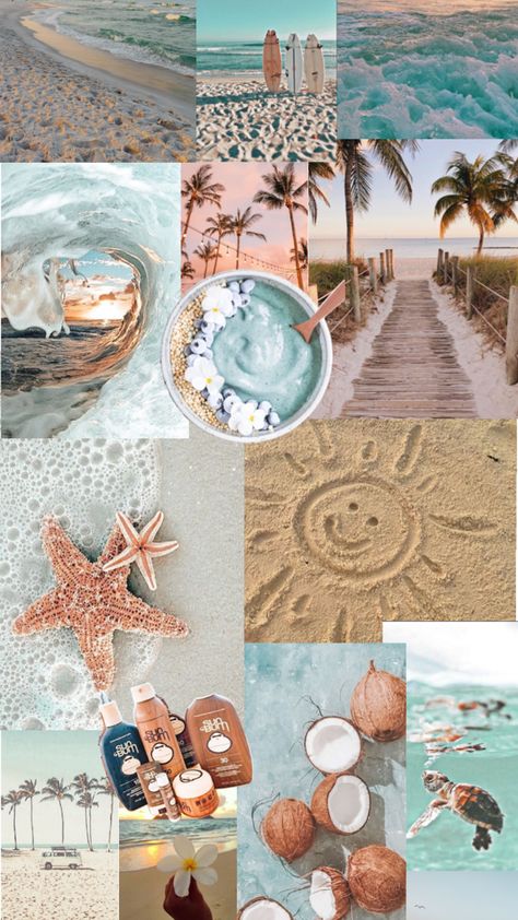 My first time making a collage hope it looks good! 🌺 Summer Background Collage, Beach Collage Aesthetic, Phone Backgrounds Collage, Preppy Wallpaper Collage, Summer Aesthetic Wallpaper Collage, Beach Collage Wallpaper, Aesthetic Beach Wallpaper, Summer Wallpaper Phone, Making A Collage