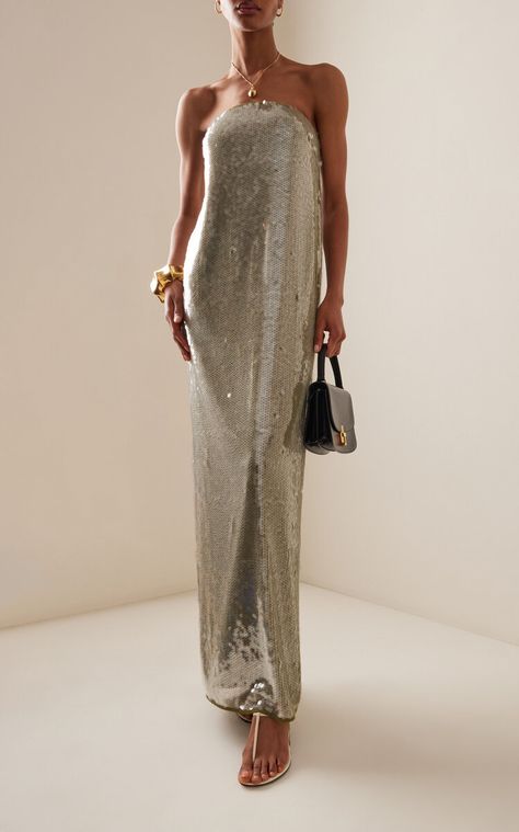 MODA OPERANDI: STAUD Casey Strapless Sequined Maxi Dress… Sea Hag, Gala Night, Teacher Salary, Resort 2024, Fall 23, Soft Life, Nye Outfits, Event Dress, Sequin Maxi Dress