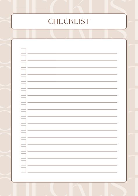 #canva #canvatemplate #freetemplate #minimalist #modern #beige #pattern #checklist #list #aesthetic Canva Organization, Checklist Template Aesthetic, Checklist For Building A New House, Checklist For Travel, Aesthetic Checklist, New House Checklist, List Aesthetic Template, Checklist Aesthetic, Cleaning House Checklist