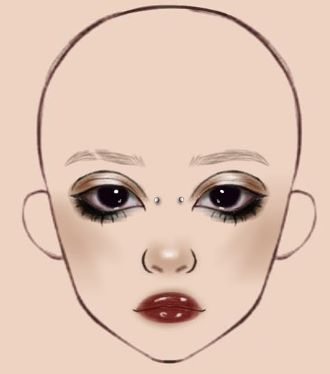 Makeup Look Drawing, Makeup Face Template, Makeup Looks Drawing, Makeup Ideas Drawing, 40s Makeup, Makeup Chart, Face Chart Makeup, Makeup Template, Makeup Charts