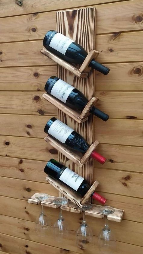 Wooden Bottle Rack, Wine Rack Plans, Wine Wall, Wall Racks, Wine Racks, Woodworking Projects Diy, Pallet Diy, Wine Rack, Wood Diy