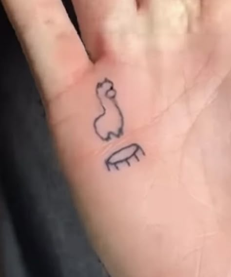 Tattoo Trampoline Hand, Llama Trampoline Tattoo, Lama On Trampoline Tattoo, Trampoline Tattoo On Hand, Stick Man Trampoline Tattoo, Trampoline Hand Tattoo, Mini Llama Tattoo, Hand Trampoline Tattoo, Trampoline Tattoo Hand