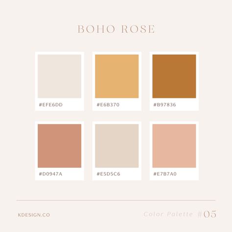 Boho Rose Feminine Color Palette with Hexcodes Boho Color Palette, Hex Color Palette, Hex Color, Boho Color, Color Schemes Colour Palettes, Color Palette Inspiration, Palette Design, Hex Codes, Brand Color Palette