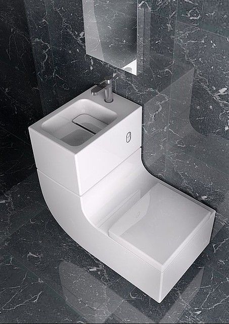 Water saving design combines sink and toilet - Living in a shoebox Sink Toilet Combo, Eco Friendly Toilet, Shower Remodel Diy, Small Shower Remodel, Tiny Bath, Garden Sink, Space Saving Bathroom, Fiberglass Shower, Toilet Sink