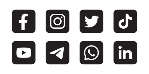 Set of social media icon in black background Icons With Black Background, Mi Logo, Social Media Icons Vector, 3d Wallpaper Cute, Social Media Icons Free, White Icons, Logo Facebook, Blur Background Photography, Glitch Wallpaper