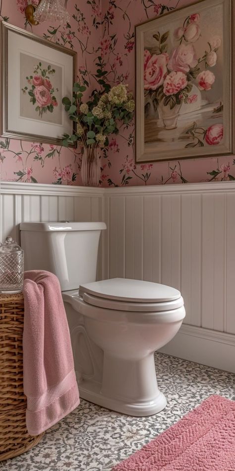 Drømme Bad, Baños Shabby Chic, Pretty Bathrooms, Cottage Bathroom, Chic Bathrooms, Bath Ideas, Dream House Rooms, Bathroom Inspiration Decor, Pink Bathroom