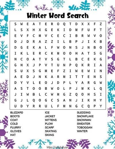 Winter Word Search Free Printable, Winter Puzzles Free Printable, Free Christmas Word Search Printables, January Word Search, Winter Wordsearch Free Printable, Make Your Own Word Search Free Printable, December Word Search, Free Printable Word Searches For Adults, Winter Word Search