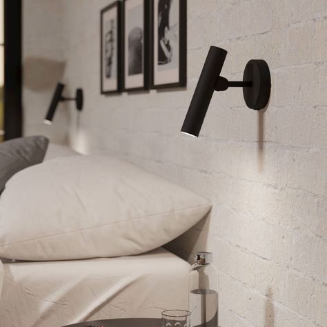 Black Kitchen Lighting, Lighting Lounge, Dusk Lighting, Bedroom Reading Lights, Wall Behind Bed, Wall Lamp Bedroom, Black Wall Lights, Bedside Wall Lights, Lighting Bedroom