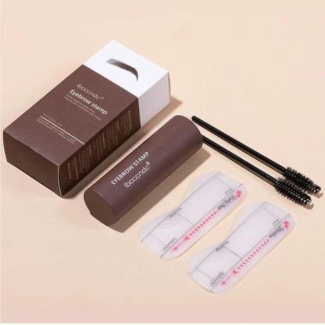 Ibcccndc One Step Eyebrow Stamp Shaping Kit Dark Brown Full Thick Hair, Brow Stamp, Make Up Kits, Brow Stencils, Bentuk Alis, Eyebrow Stamp, Eyebrow Powder, Fill In Brows, Eyebrow Enhancer