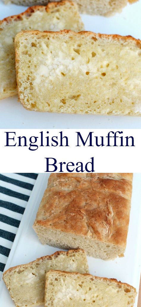 No-knead yeast bread recipe for English Muffin Bread. A delicious breakfast bread that's easy to make! Breakfast English Muffins, English Muffin Bread Recipe, Bread Machines, Pantry Meals, Beautiful Baking, English Muffin Bread, Homemade English Muffins, British Recipes, Homemade Breads