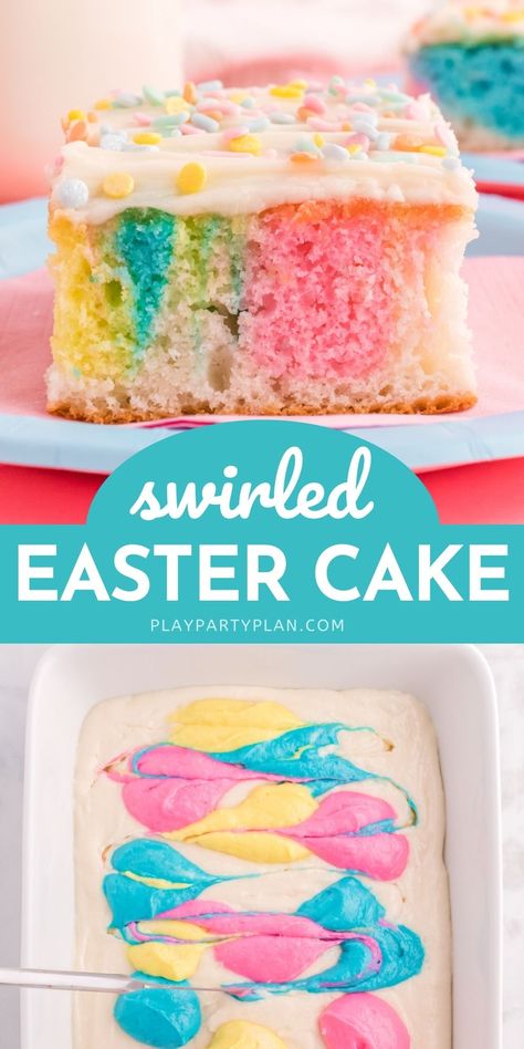 Cake Recipes 9x13 Pan, Easter Desserts Cake, Easter Cake Easy, Cake With Frosting, Easter Deserts, Easter Cake Recipes, Facebook Ads Campaign, Easter Snacks, Swirl Cake