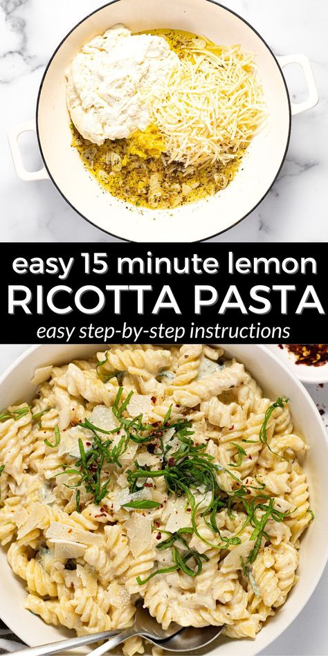 Long Fusilli Pasta Recipes, Ricotta Pasta Recipes, Lemon Ricotta Pasta, Seafood Spaghetti, Ricotta Cheese Recipes, Pastas Recipes, Drinks Ideas, Night Recipes, Ricotta Recipes