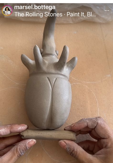 Big Clay Projects, Ceramic Gargoyle, Beetle Ceramic, Ceramic Beetle, Ceramic Animals Sculpture, Clay Sculpture Ideas For Beginners, Clay Beetle, Ceramic Bug, Clay Insects