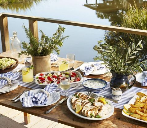 Host a casual picnic with these coastal-inspired ideas Greek Picnic, Coastal Picnic, Uk Photoshoot, Picnic Bbq, Greek Cooking, Summer Entertaining, Middle Eastern Recipes, Fish Camp, E Bay