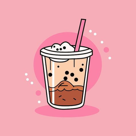 Milk tea logo with pink background carto... | Premium Vector #Freepik #vector #smoothie-logo #ice-latte #ice-coffee #bubble-milk Milk Tea Background Design, Milktea Logo Design Ideas, Milk Tea Logo Design Ideas, Milktea Logo, Milk Tea Logo, Smoothie Logo, Ice Latte, Tea Logo, Cart Design