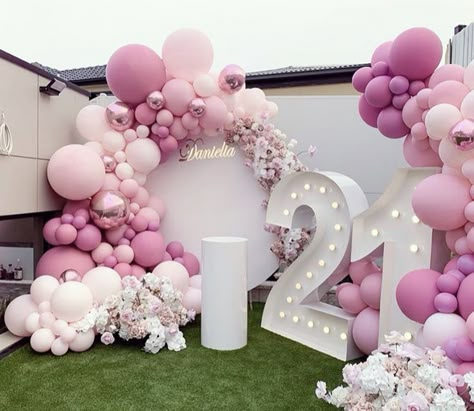 Pink 21st Birthday Ideas, Pink 21st Birthday, 21st Birthday Party Decor, 21st Birthday Themes, 21st Ideas, Party Theme Decorations, 18th Birthday Decorations, 21st Bday Ideas, 20th Birthday Party