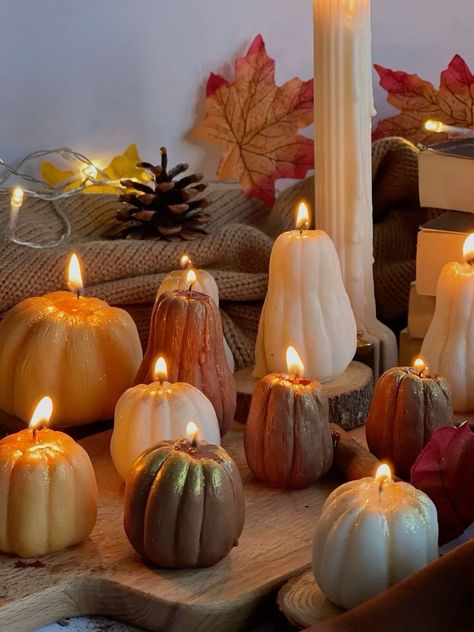 Beyond Pumpkin Spice: Fall 2024 Guide to Seasonal Adventures and Traditions — Joanna Colomas Autumn Candles Aesthetic, Premium Candles, Candles Autumn, Autumn Candles, Pumpkin Scented Candles, Candle Autumn, White Candle Holders, Cute Pumpkins, Decorative Styles