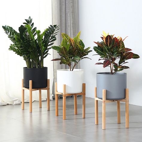 Mid Century 28cm Indoor Plant Flower Pot Planter Stand Assembly Beech Wood Holder Wooden Floor Potted Rack for Home Office Decor-in Flower Pots & Planters from Home & Garden on Aliexpress.com | Alibaba Group Christmas Planter, Wooden Plant Pots, Holiday Planter, Interior Boho, Winter Planter, Stand Tv, Support Pour Plante, نباتات منزلية, Indoor Flower Pots