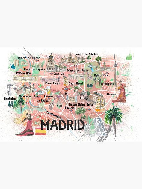 Madrid Tourist Map, Parque Guell, Madrid Aesthetic, Map Of Spain, Madrid City, Madrid Travel, Spain Travel Guide, Tourist Map, Travel Map