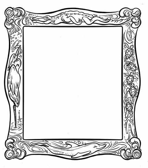 Fancy Picture Frame Coloring Page Frame Coloring Pages, Doodle Borders Frames, Unicorn Picture Frame, Marcos Halloween, Free Picture Frames, Halloween Picture Frames, Frames Printable, Picture Frame Template, Wheat Flower