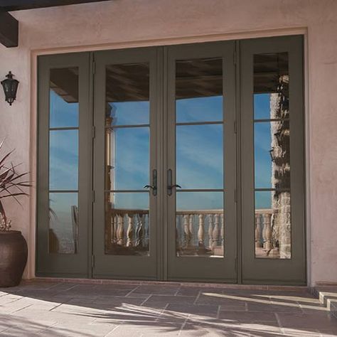 patio door Large Sliding Glass Doors Patio, French Doors With Side Windows, French Doors With Sidelights, French Doors Patio Exterior, Andersen Doors, Exterior Patio Doors, French Entry Doors, Double Patio Doors, Hinged Patio Doors