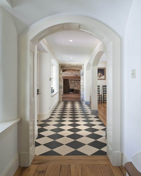 Checkered Flooring, Harlequin Floors, Rustic Entry, Dining Room Floor, White Marble Floor, Checkerboard Floor, White Tile Floor, Chris Loves Julia, Flooring Inspiration