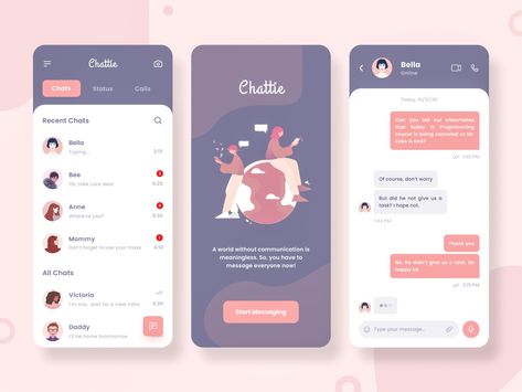 App Ui Design Inspiration, Mobile Chat App, Product Design Inspiration, Creative App Design, Message App, App Design Trends, Social App Design, Desain Ux, To Do App