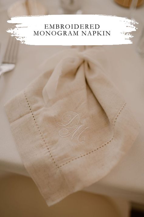 Embroidered wedding monogram napkin Top Table Wedding, Table Wedding Decor, Wedding Card Boxes, Monogrammed Wedding Napkins, Wedding Activity, Monogrammed Napkins, Wedding Napkin, Wedding Initials, Embroidered Napkins