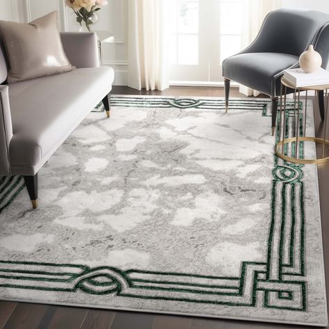 Buy Well Woven Lezlee Abstract Modern 5'3" x 7'3" Area Rug - Emerald Green Marble Border - For Living Room, Dining Room, Bedroom at Walmart.com Green Living Room Rugs, Emerald Green Marble, Marble Border, Bedroom Area Rugs, Glamorous Decor, Colour Making, Green Living Room, Well Woven, Rug Green