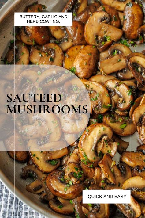 These sautéed mushrooms are easy and so tasty. They are so versatile – Serve them as a side dish, appetizer, over steak, in gravy, or on a burger (yum!) Sliced Mushroom Recipes, Fungi Recipe, Mushroom Recipes Healthy, Sauteed Mushrooms, Mushroom Recipes, Vegetable Sides, Fabulous Foods, Main Dish Recipes, Food For Thought