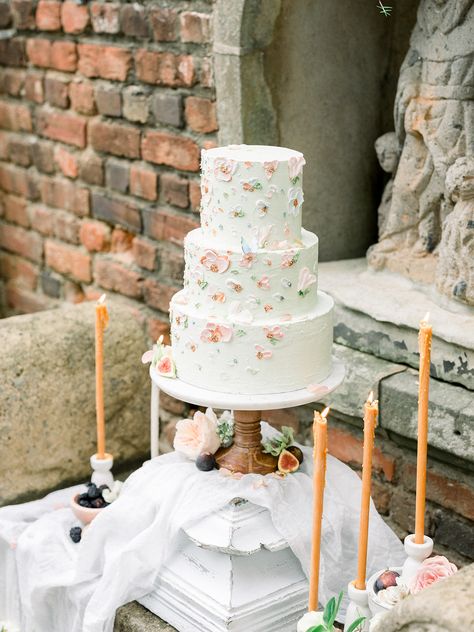 Palette Knife Wedding Cake with Soft Pinks and Greens Birthday Cake Wedding Cake, Spring Wedding Cake 2 Tier, Simple Wedding Cake 2 Tier Flowers, 2 Tier Cakes Birthday, Garden Inspired Wedding Cake, Pallet Knife Wedding Cake, Girly Wedding Cake, Secret Garden Wedding Cake, Spring Pastel Wedding Cake