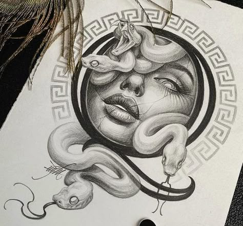 Medusa Tattoo Design, Medusa Art, Muster Tattoos, Chicano Art Tattoos, Egyptian Tattoo, Mythology Tattoos, Medusa Tattoo, Greek Tattoos, Tattoo Stencil Outline