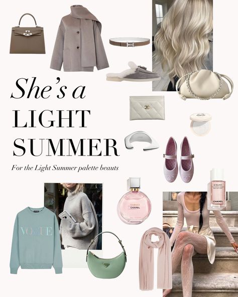 What is your favourite quality about the Light Summer Palette? If you are a Light Summer, what is your favourite property about your colouring?⁠ .⁠ #coloranalysis #colouranalysis #coloranalyst #lightsummer #summerpalette Summer Cool Light Fashion, Light Summer Fashion Style, Light Summer Winter Wardrobe, Light Summer Color Analysis Outfits, Capsule Wardrobe Light Summer, Light Summer Color Season, Light Summer Seasonal Color Palette, Light Summer Fashion, Light Summer Jewelry